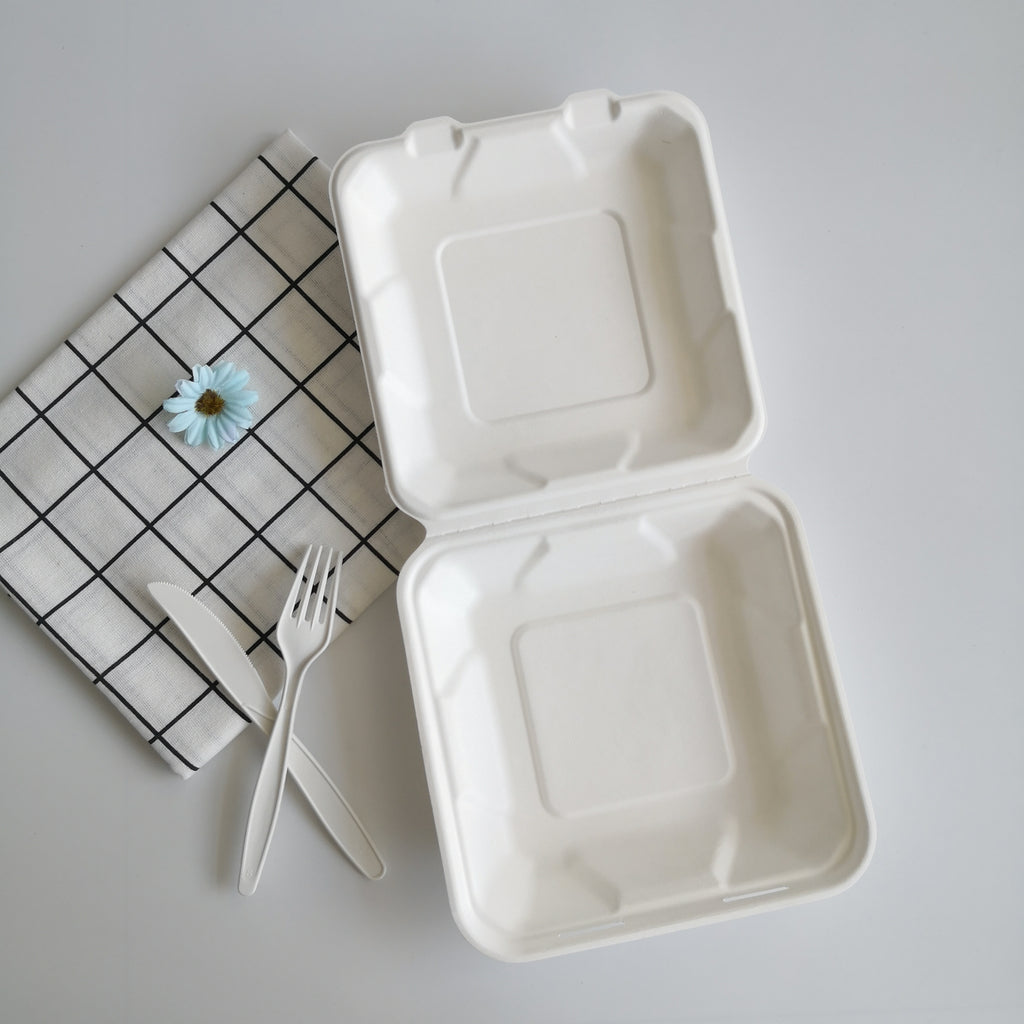 BAGASSE LUNCH BOX ,1 COMPARTMENT 9"