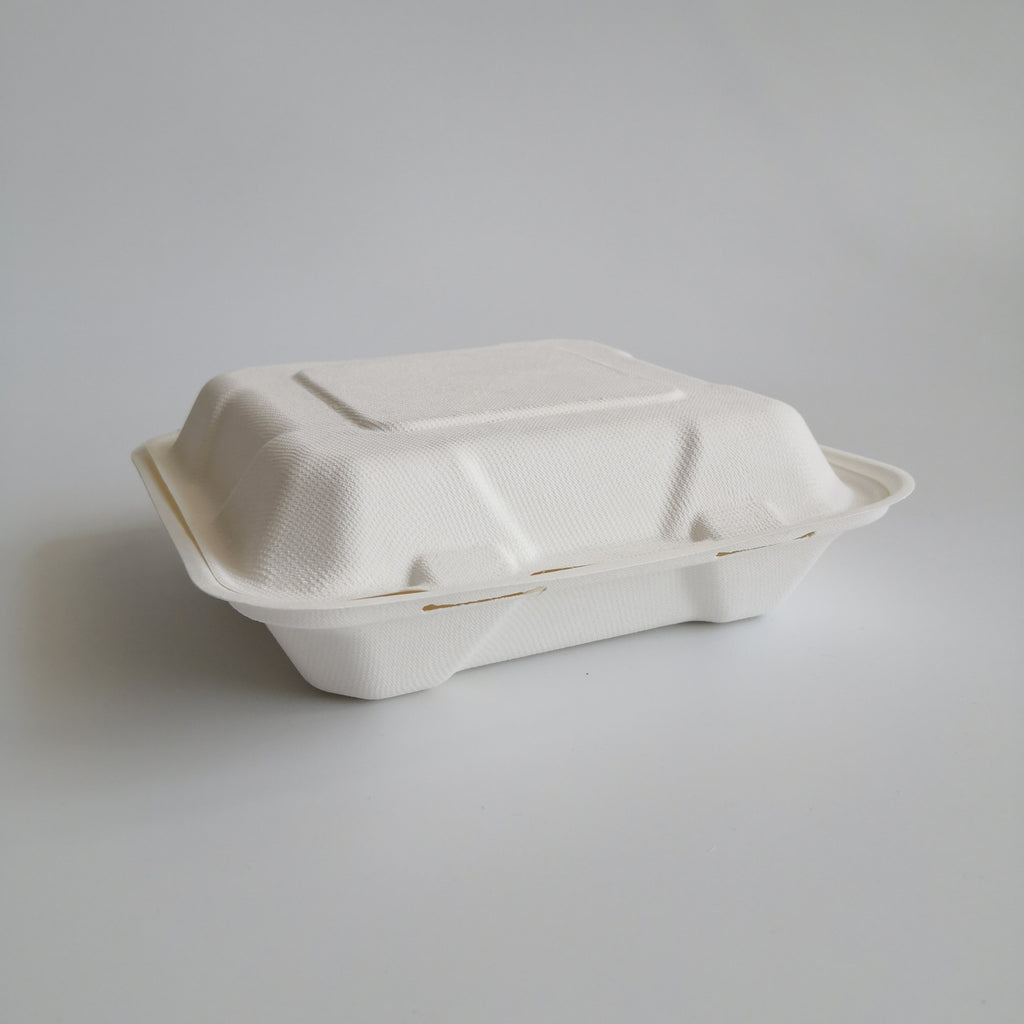 BAGASSE LUNCH BOX, 3 COMPARTMENT, 9"